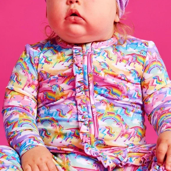 Lisa Frank x Posh Peanut Markie Magic Footie RuffledZippered One Piece